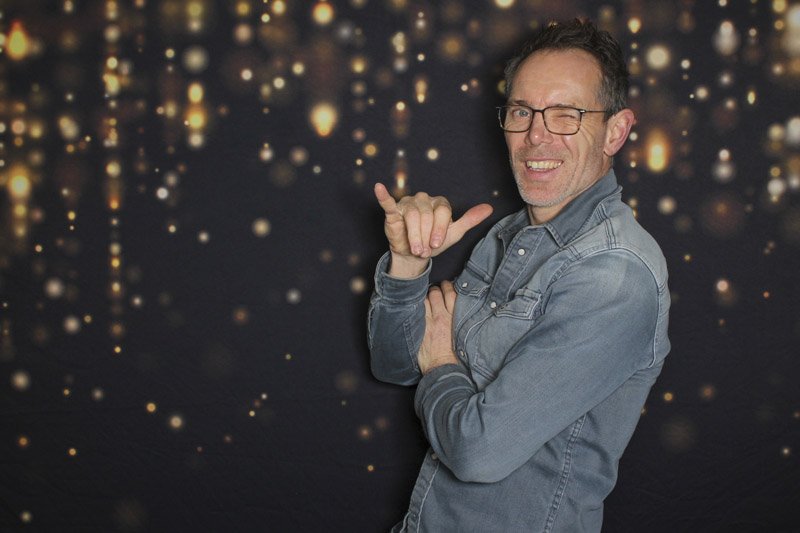 Achterwand huren galafeest zwart photobooth