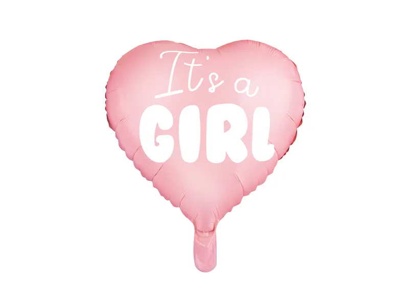 Folieballon it's a girl roze hartvorm