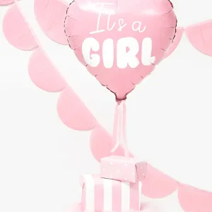 Folieballon it's a girl roze hartvorm