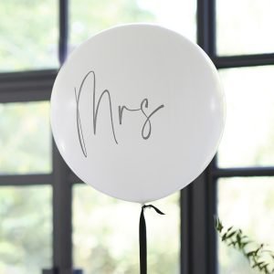Mrs ballon bruiloft trendy wit zwart