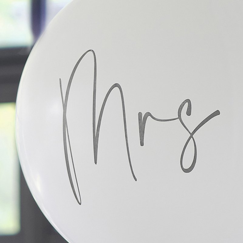 Mrs ballon bruiloft trendy wit zwart