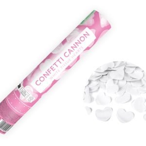 Confetti kanon witte hartjes biologisch afbreekbaar