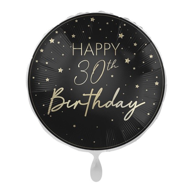 Heliumballon 30 verjaardag zwart goud