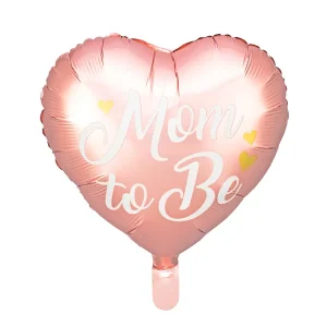 folieballon babyshower mom te be roze hart