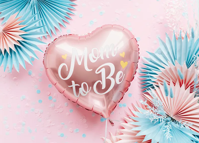 folieballon babyshower mom te be roze hart