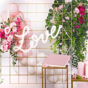 Neon licht LOVE achterwand photobooth